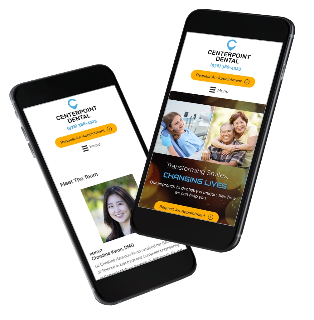 Collage Of Screenshots Showing Dentist Christine Kwons Bio And Homepage Of Website